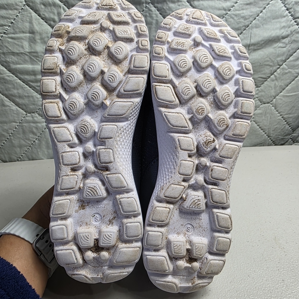 Ladies Navy Slip-On Sneakers with White Soles - Picture 7 of 9